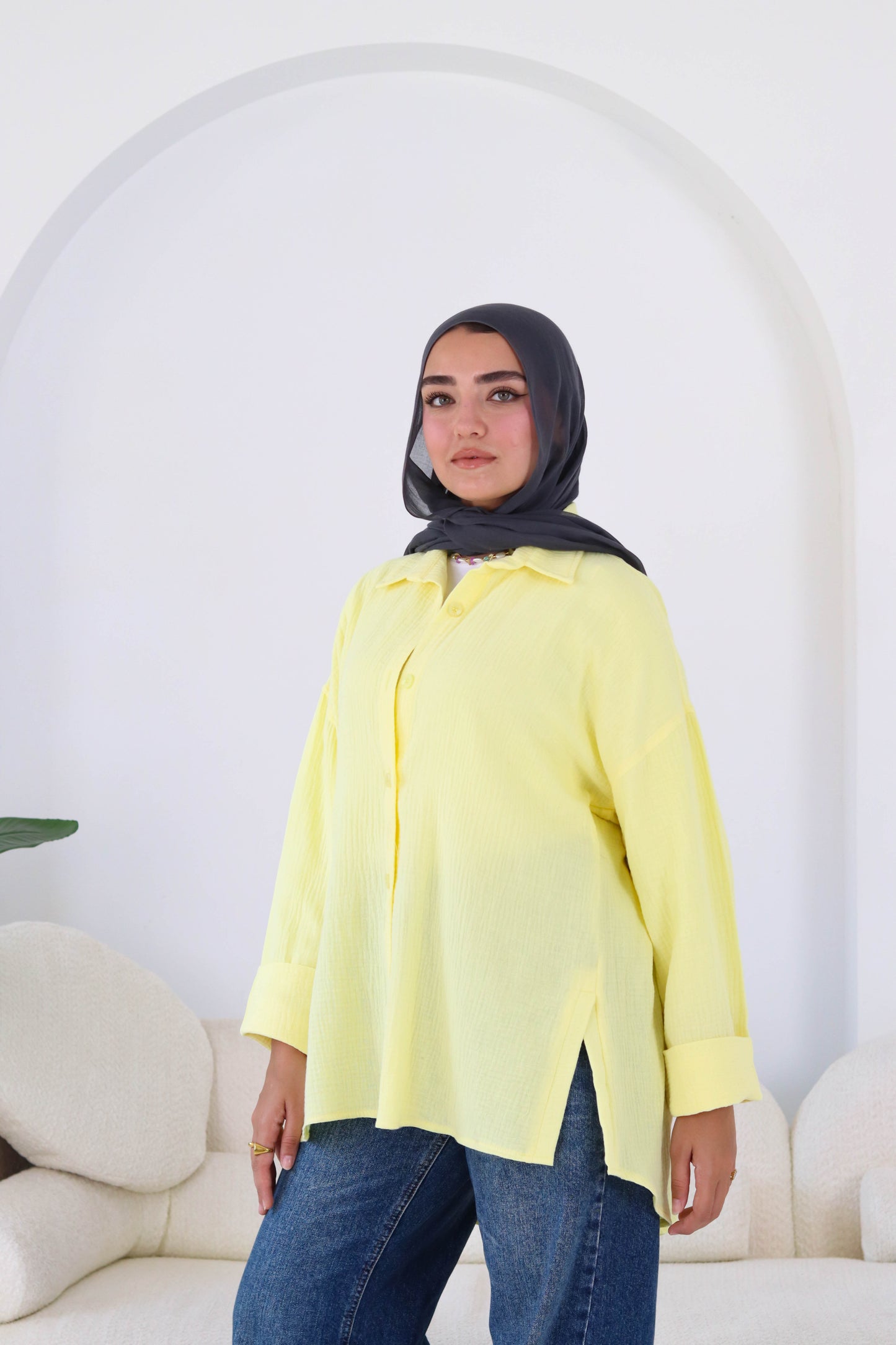Cotton shirt in yellow