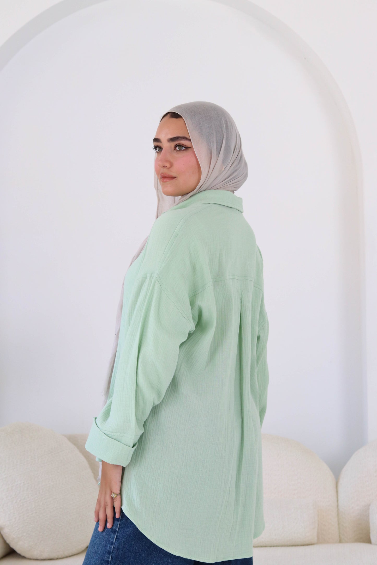 Cotton shirt in mint green