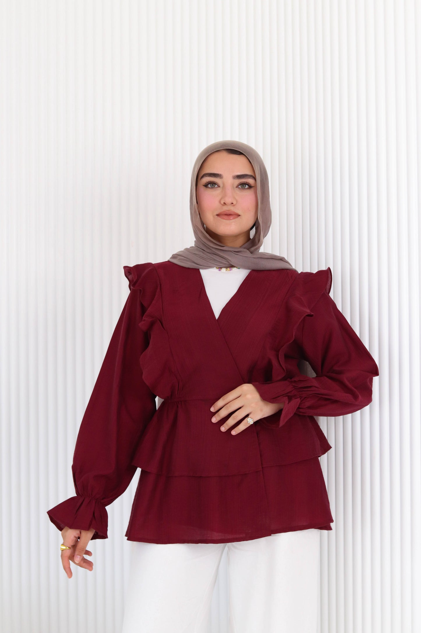 Butterfly blouse in burgundy
