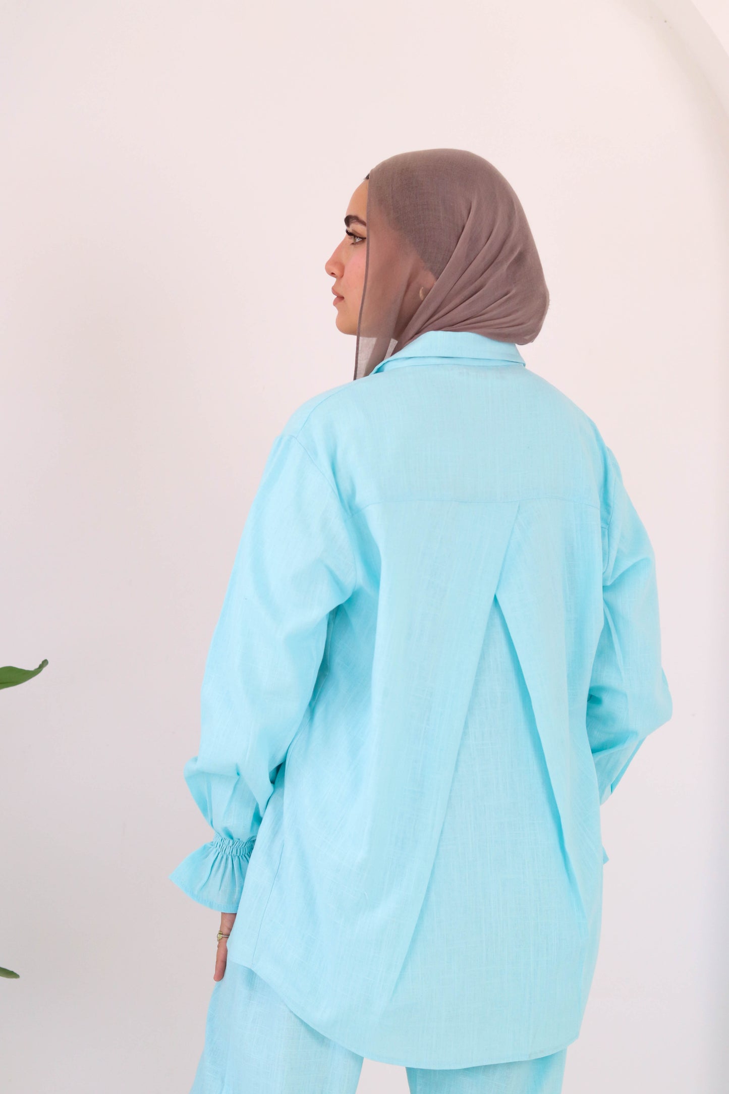 Everyday linen set in aqua