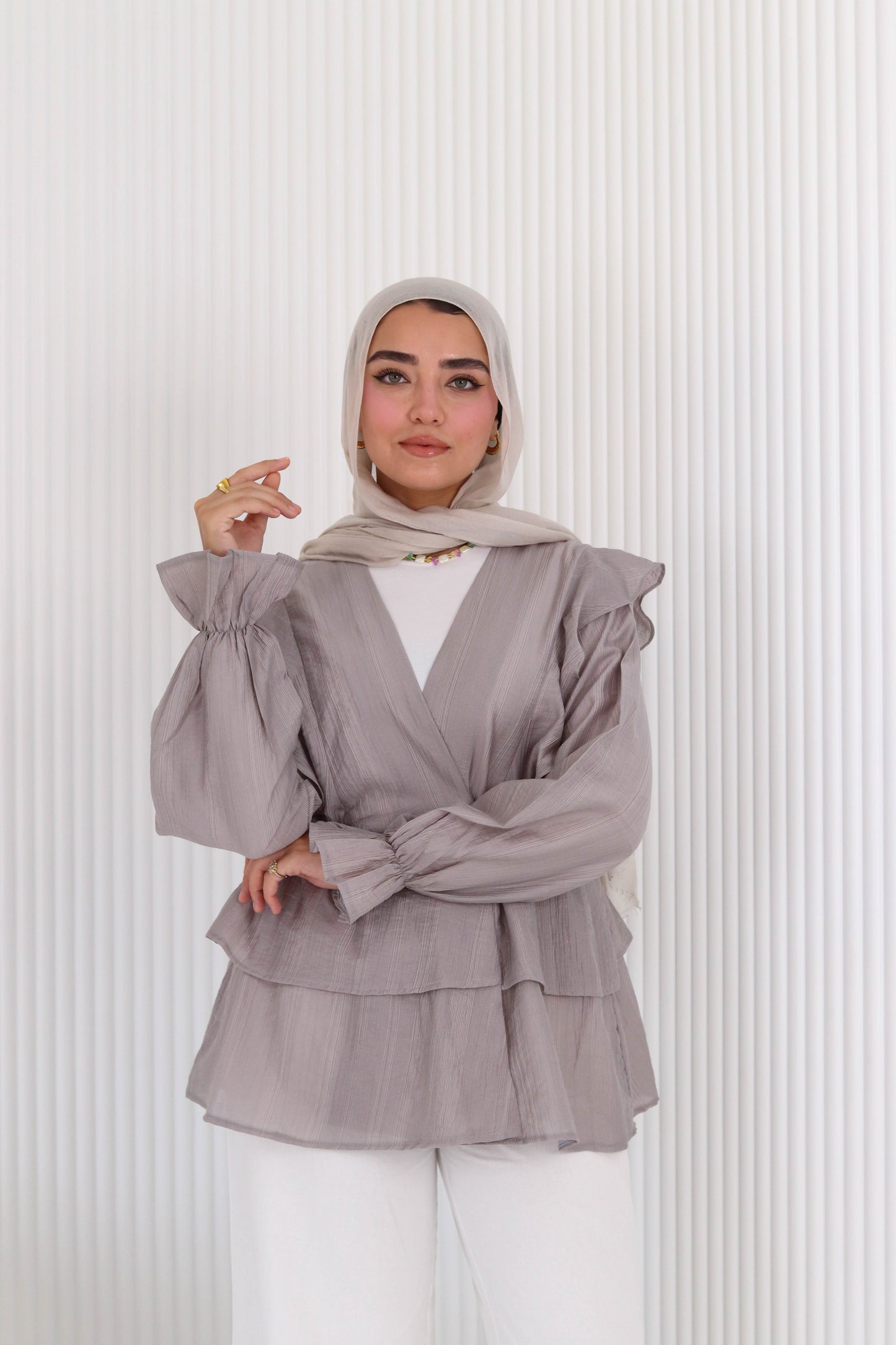 Butterfly blouse in gray
