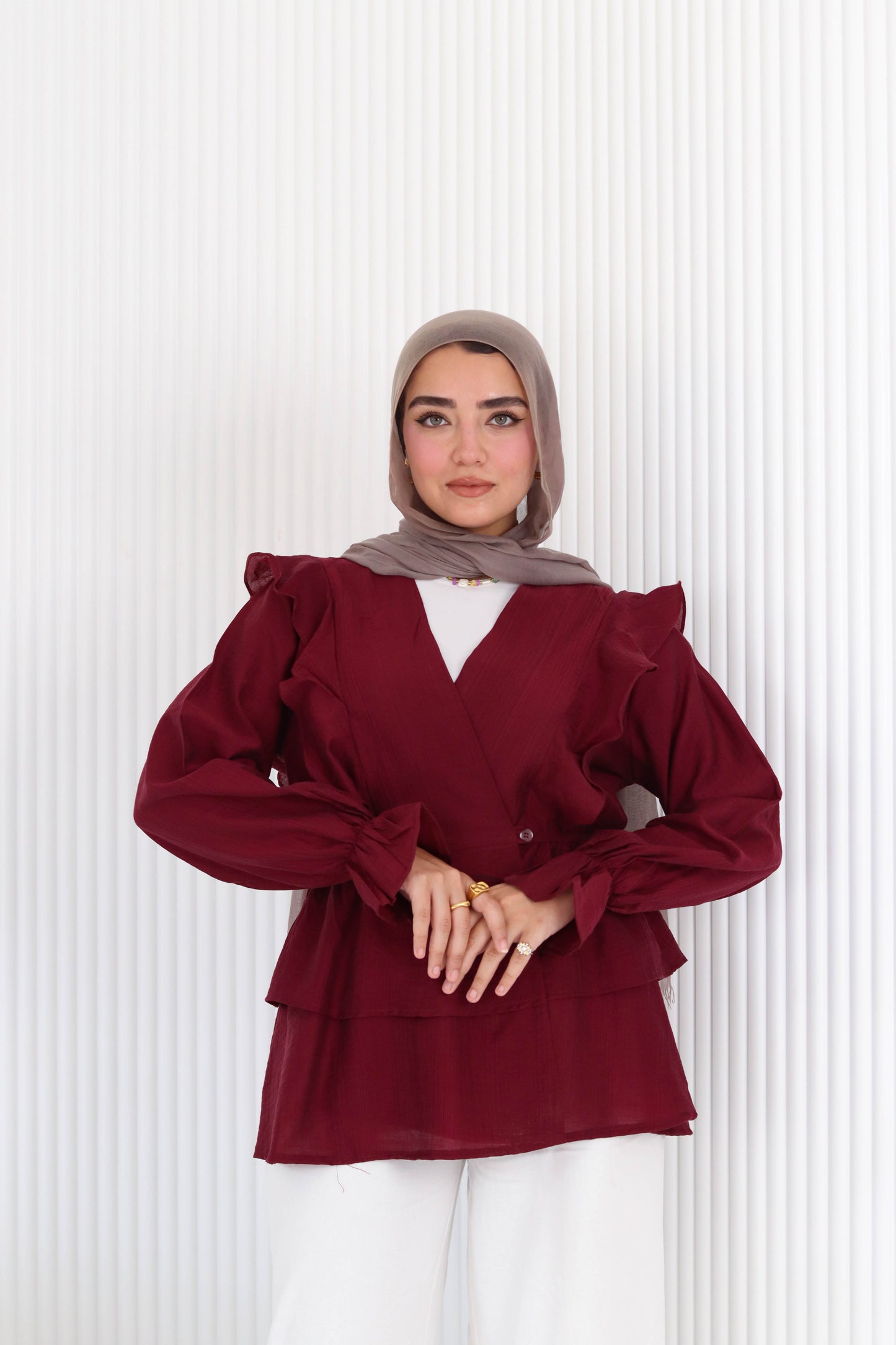 Butterfly blouse in burgundy