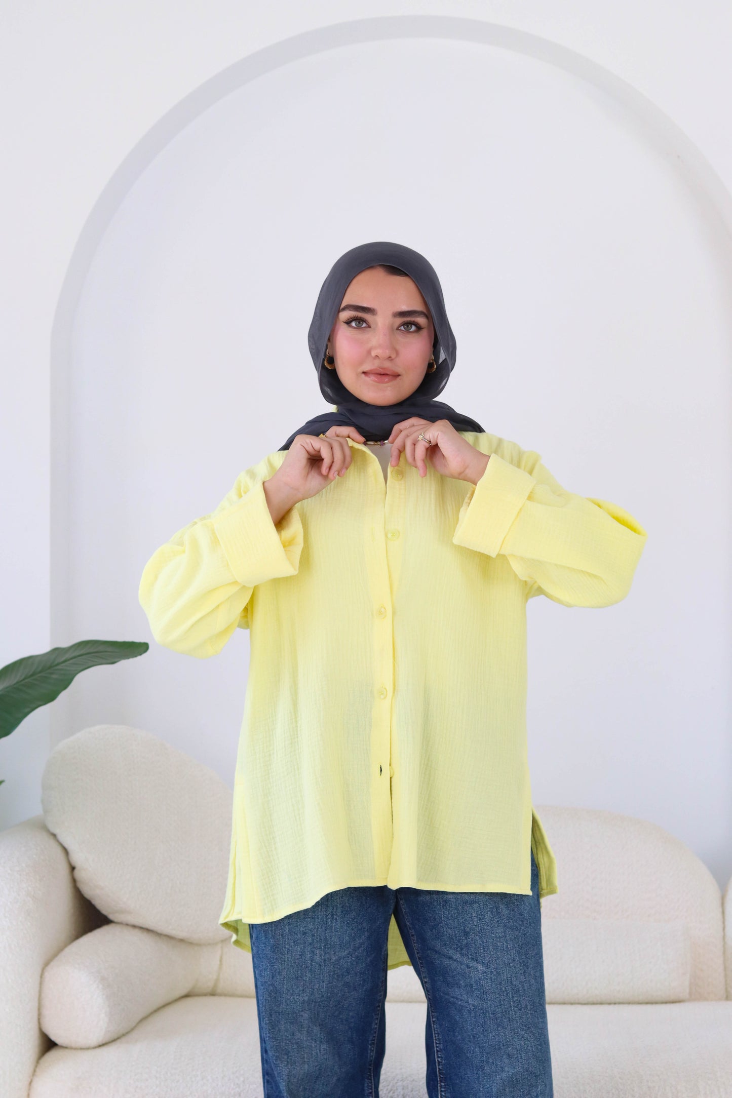 Cotton shirt in yellow