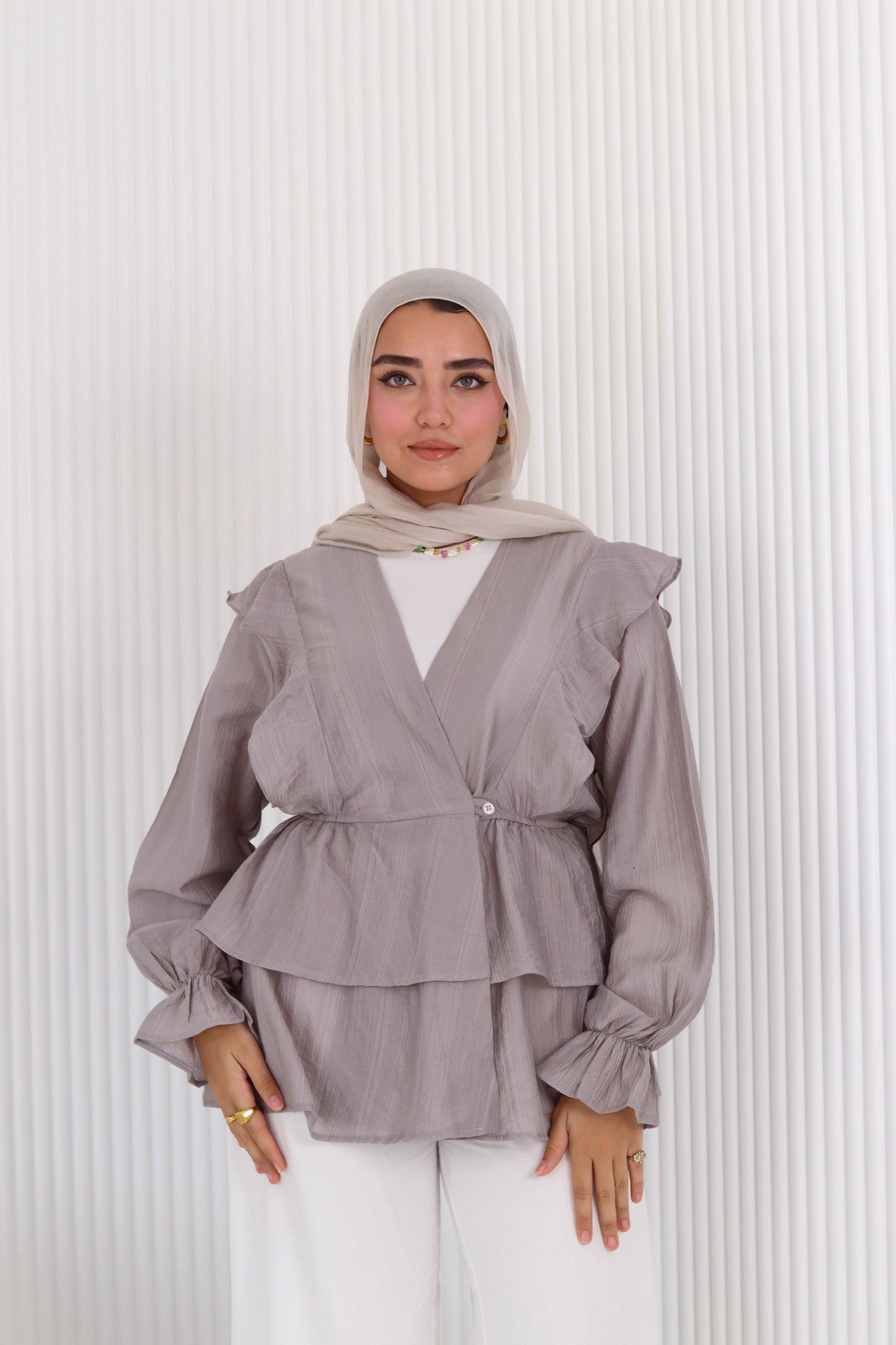 Butterfly blouse in gray