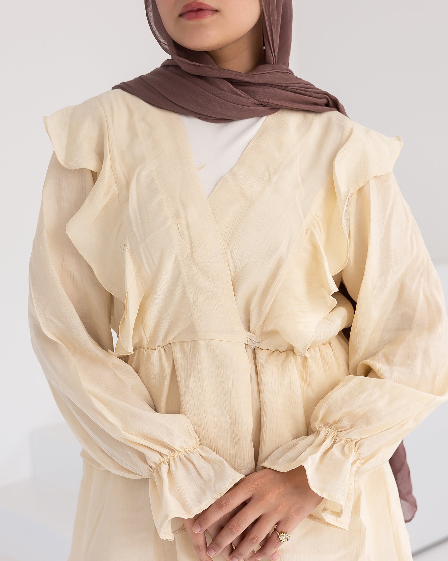 Butterfly blouse in light beige