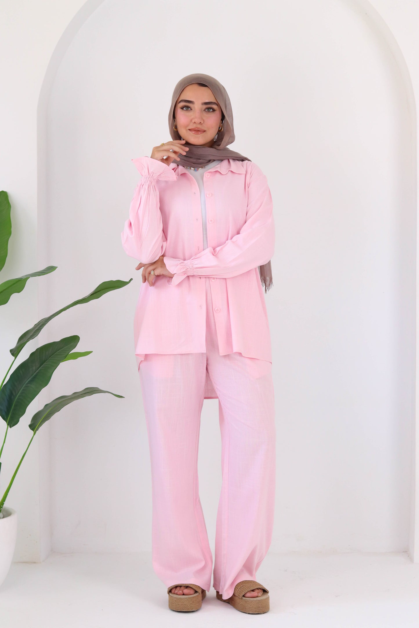 Everyday linen set in pink