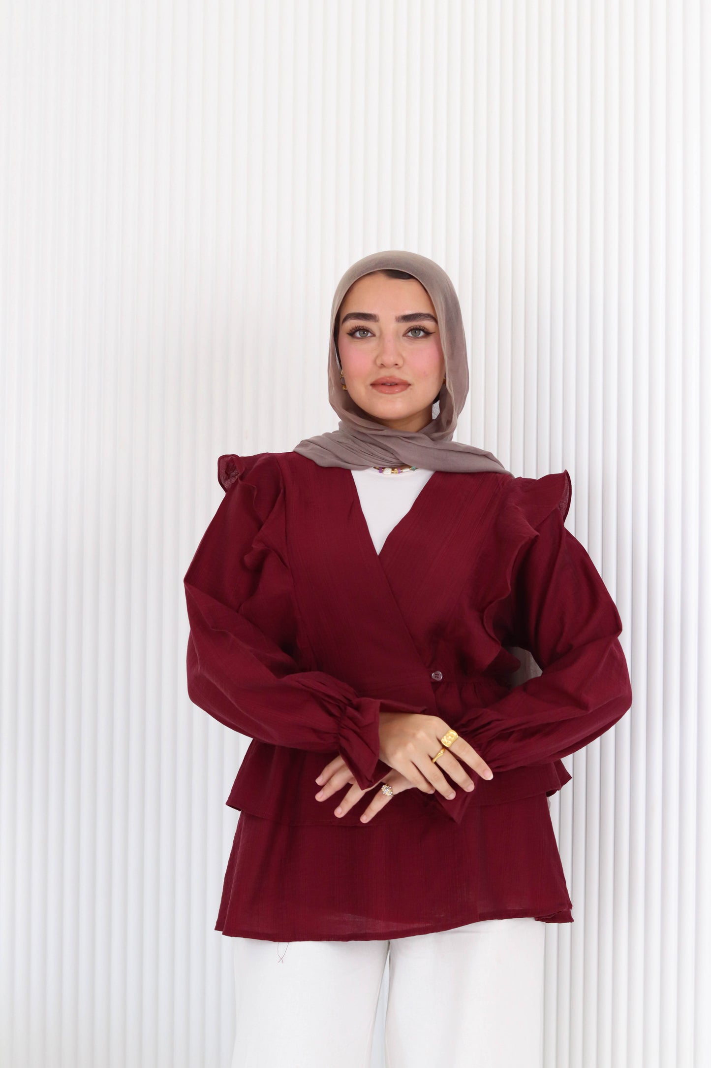 Butterfly blouse in burgundy