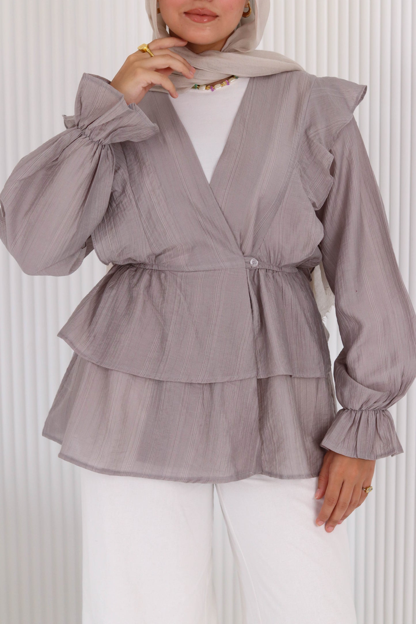 Butterfly blouse in gray