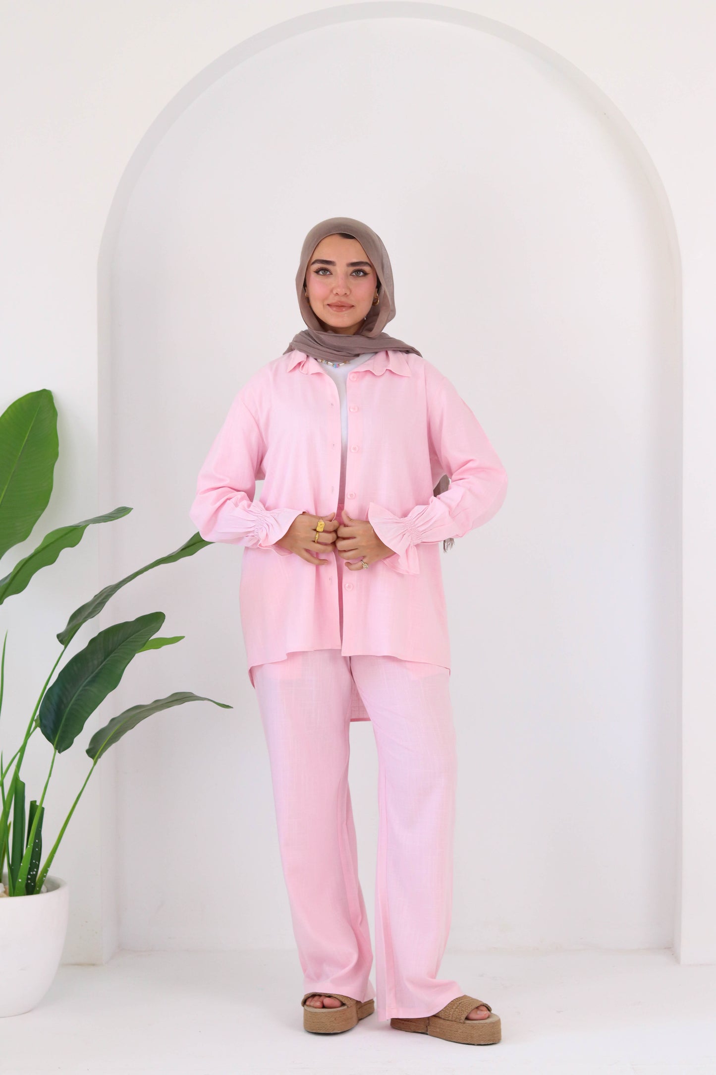 Everyday linen set in pink