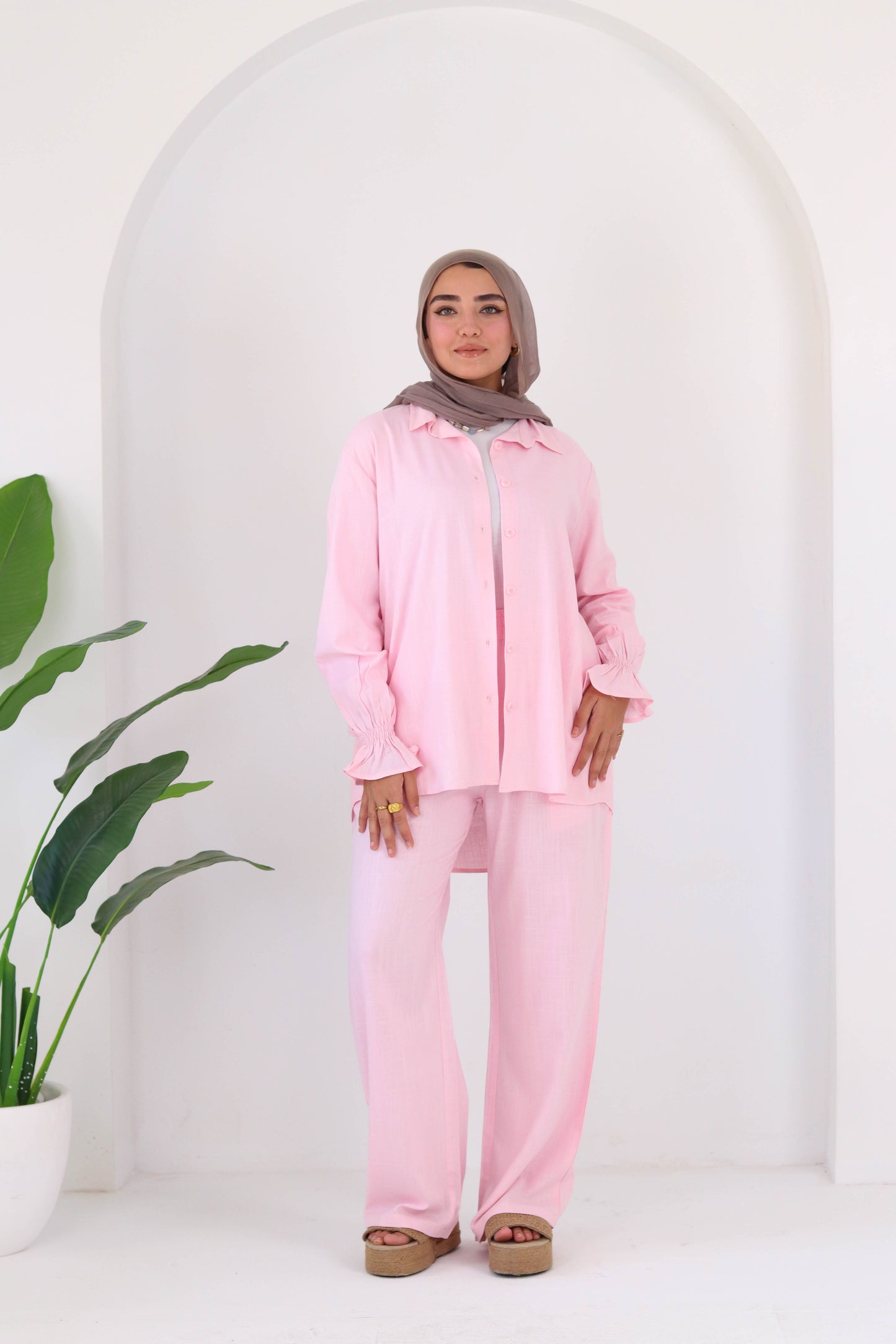 Everyday linen set in pink
