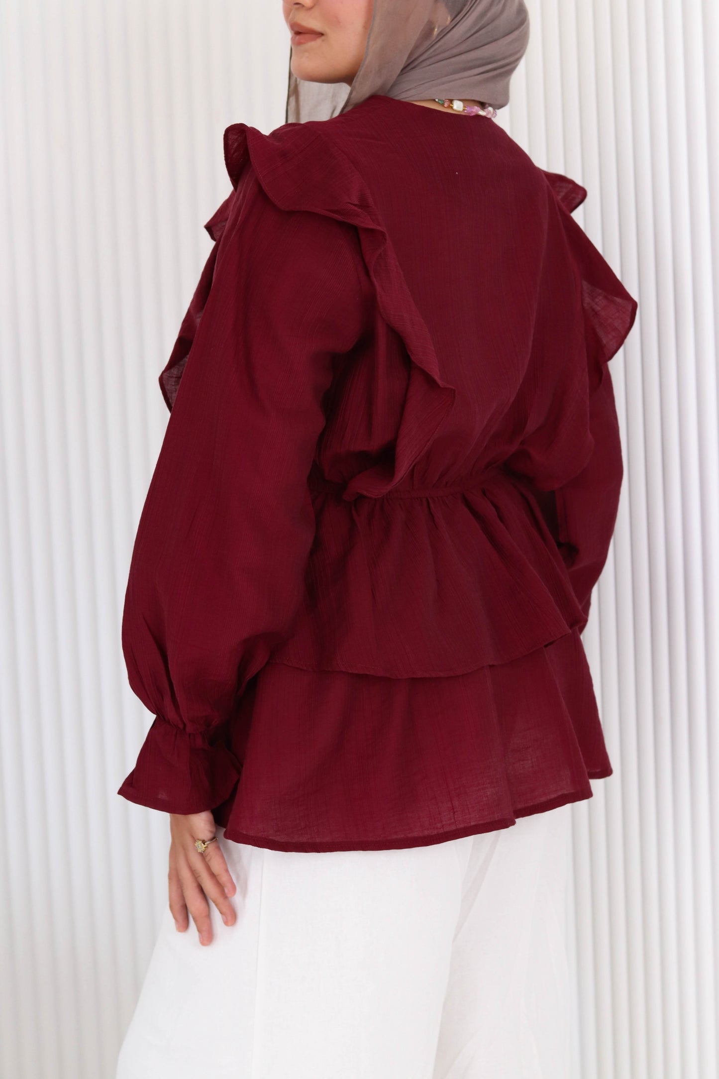 Butterfly blouse in burgundy