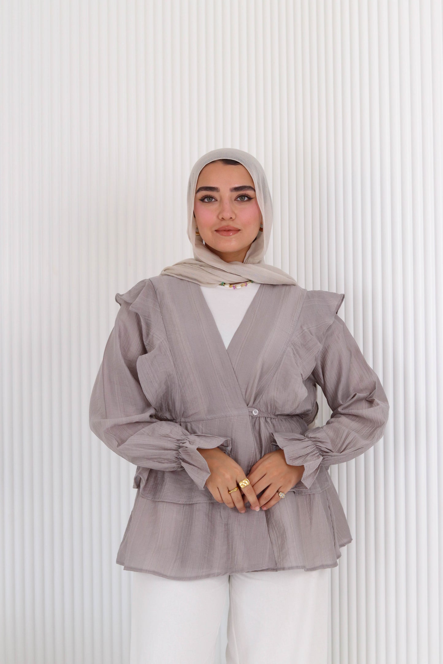 Butterfly blouse in gray