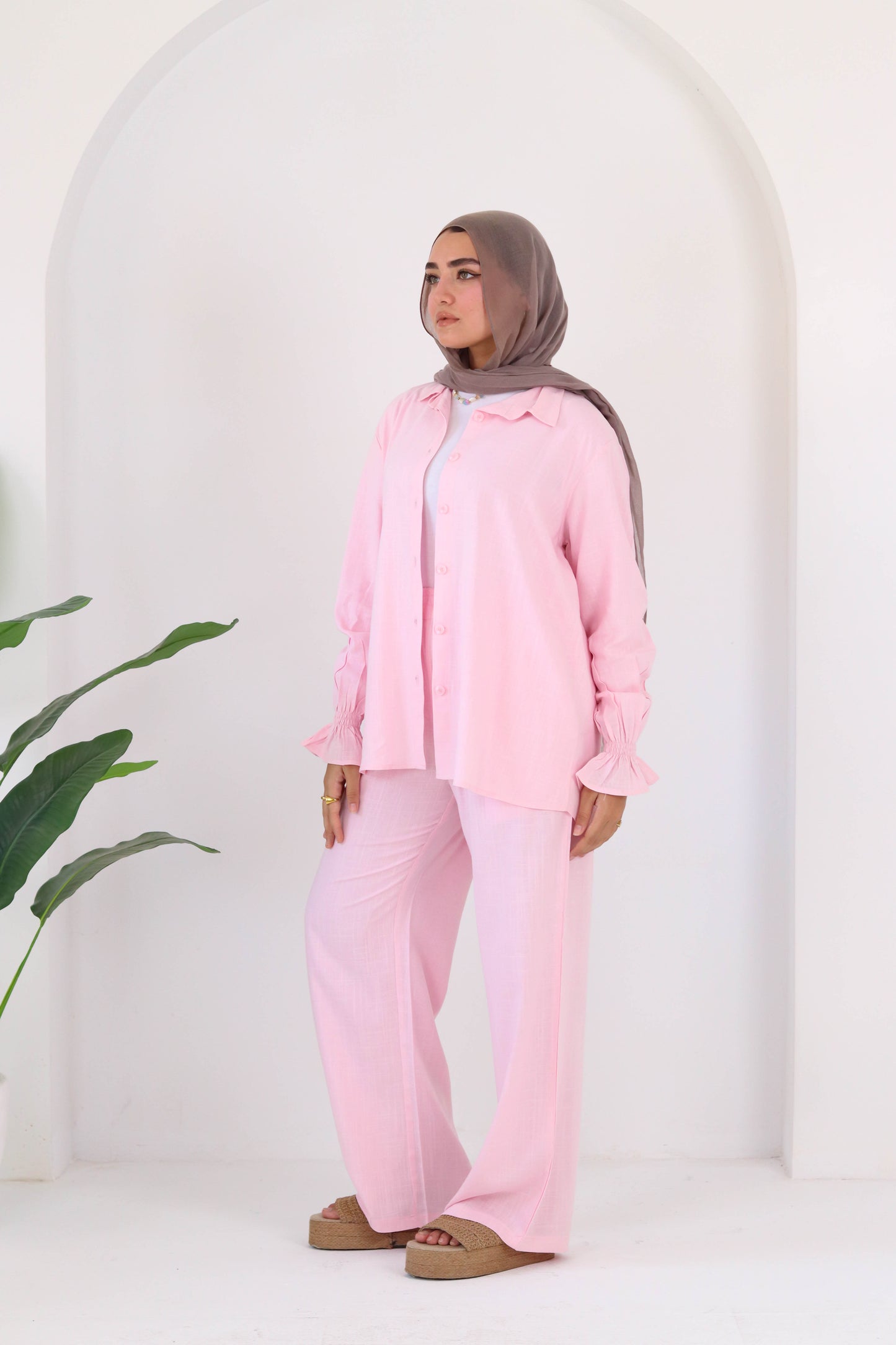 Everyday linen set in pink