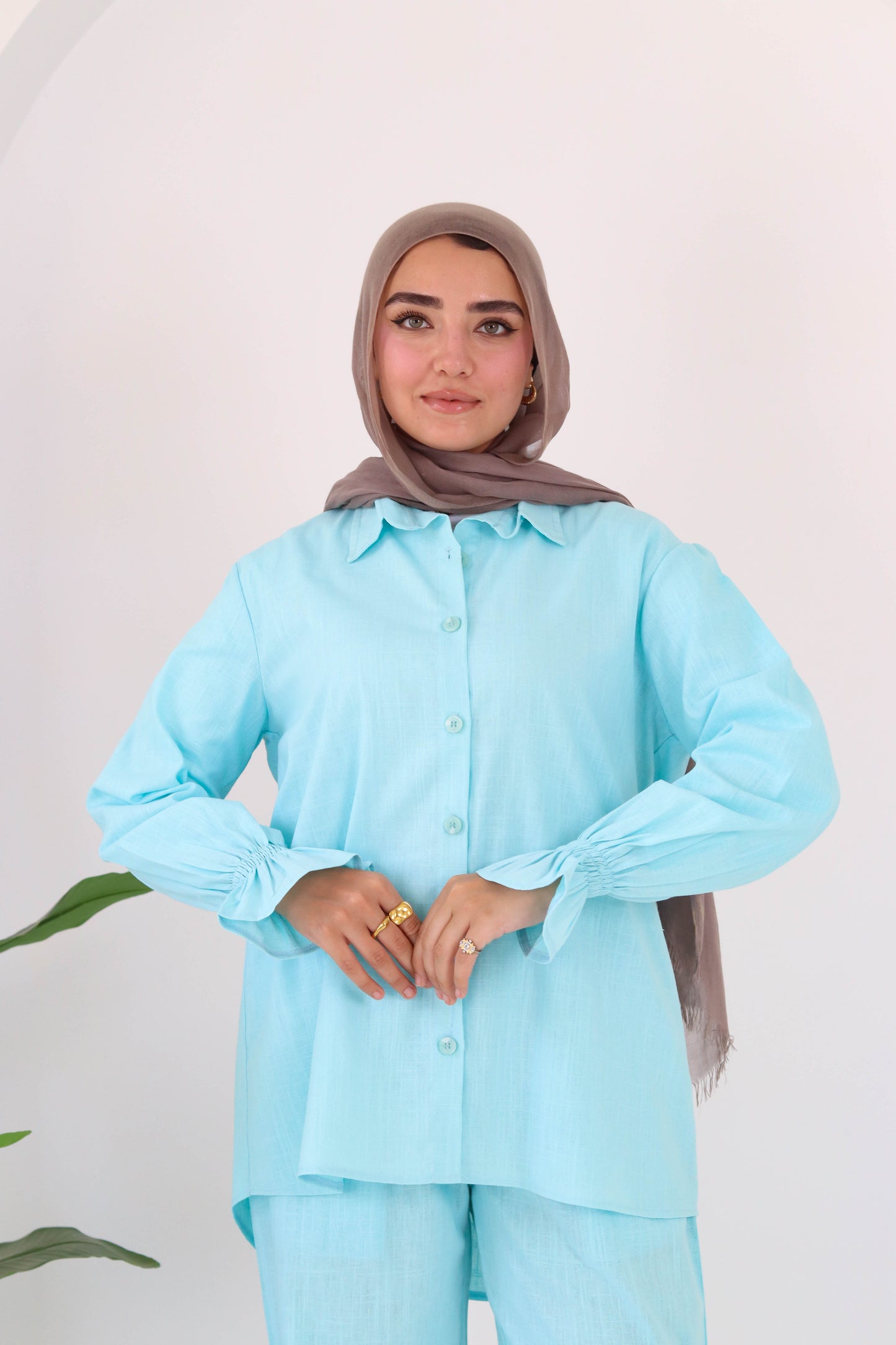 Everyday linen set in aqua