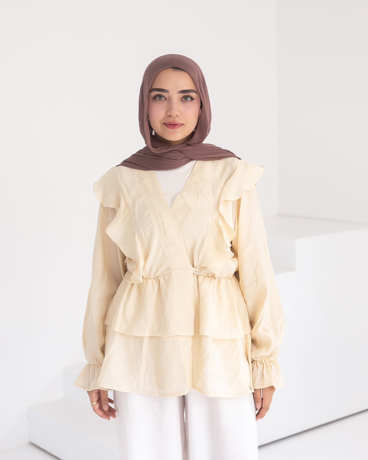 Butterfly blouse in light beige