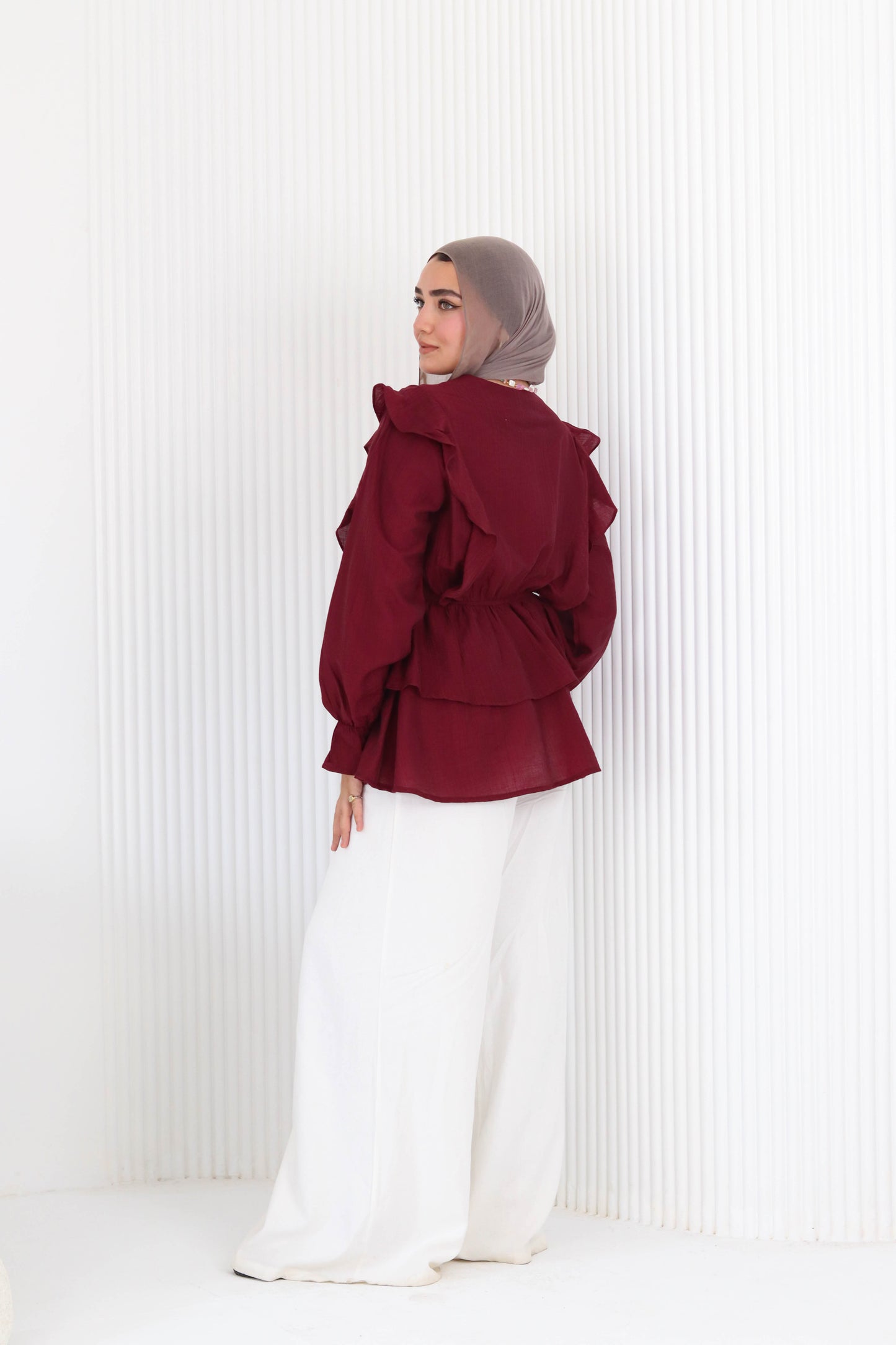 Butterfly blouse in burgundy