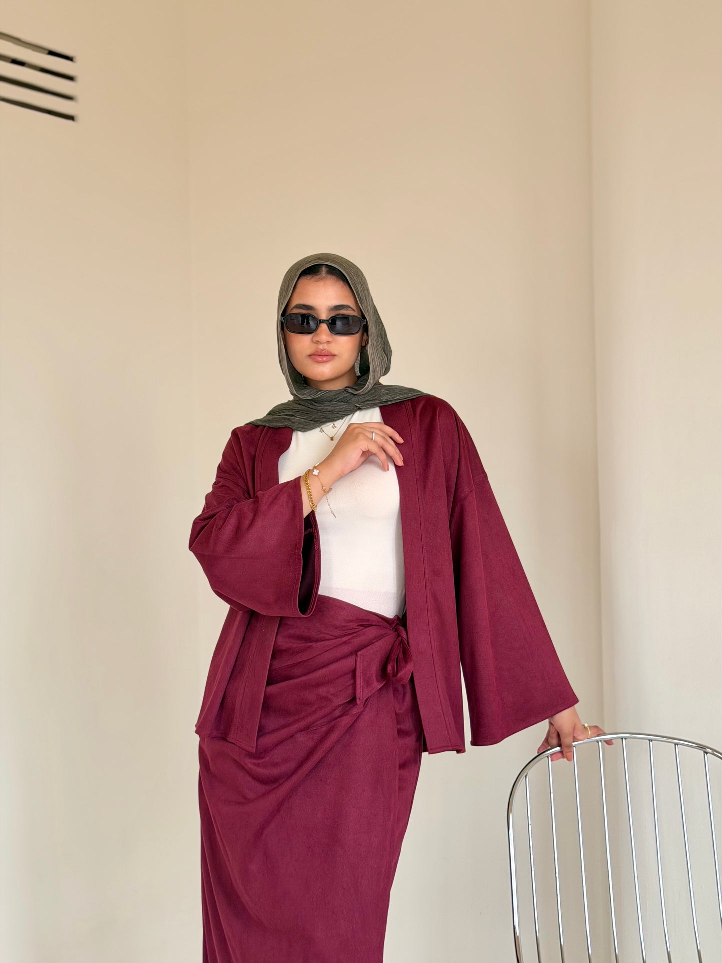 Aura Suede Set Burgundy