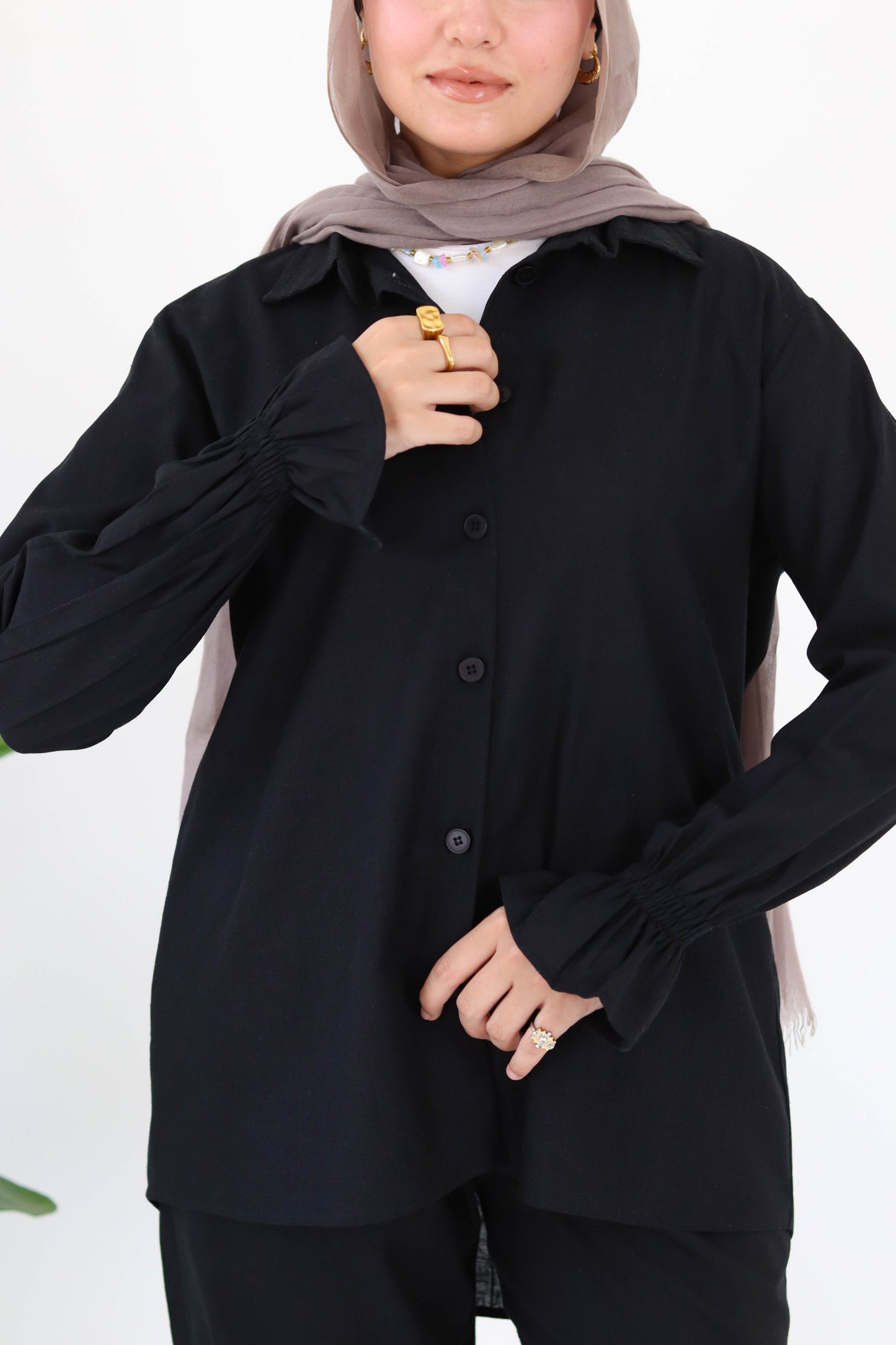 Everyday linen set in black