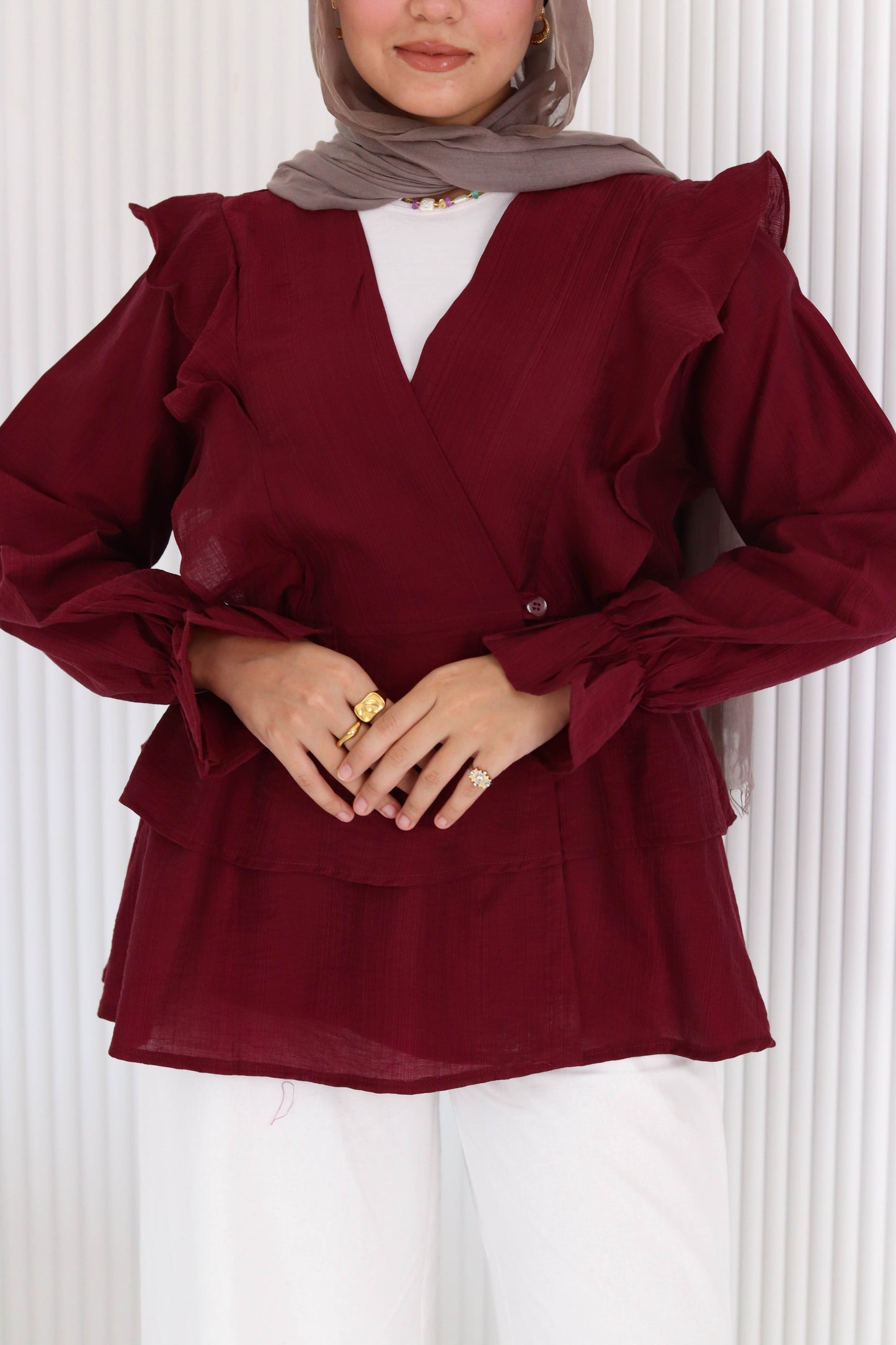 Butterfly blouse in burgundy