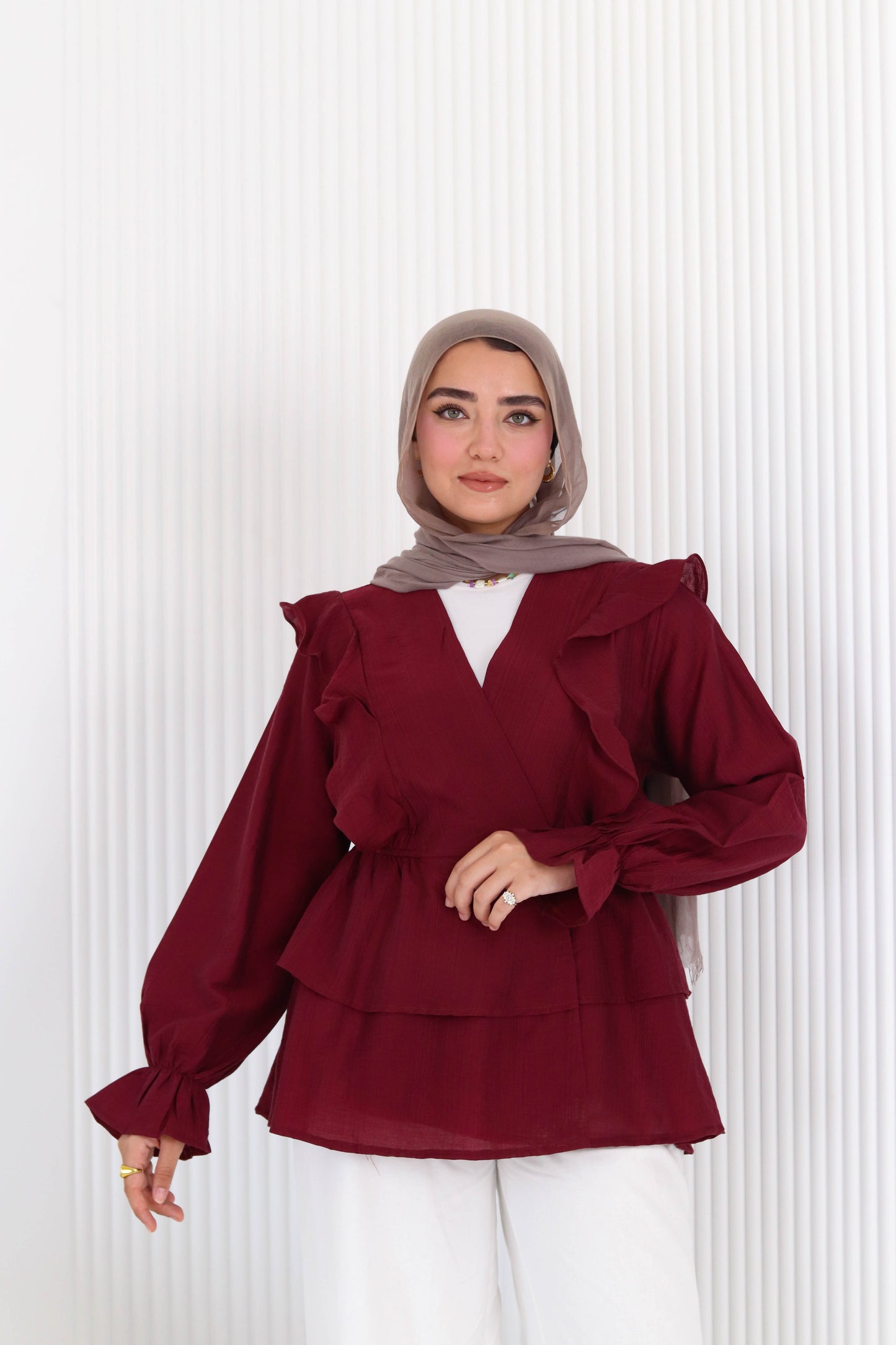Butterfly blouse in burgundy