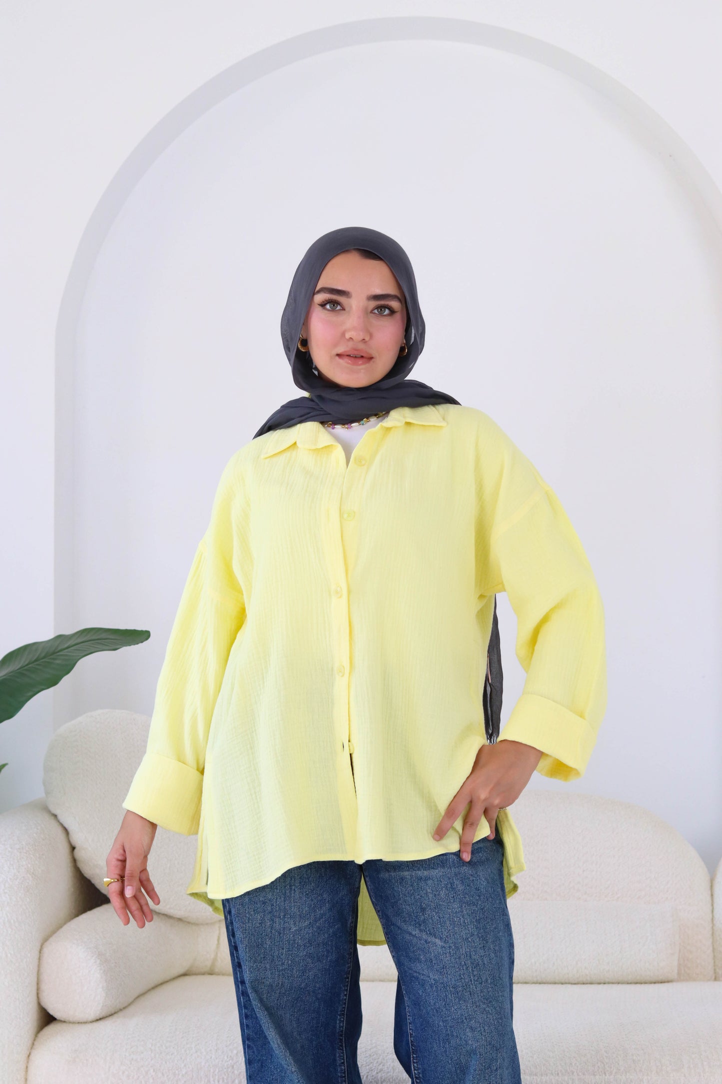 Cotton shirt in yellow