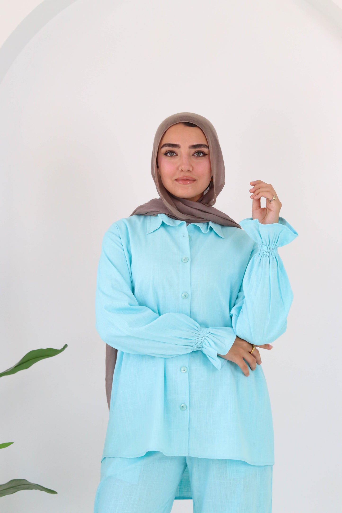 Everyday linen set in aqua