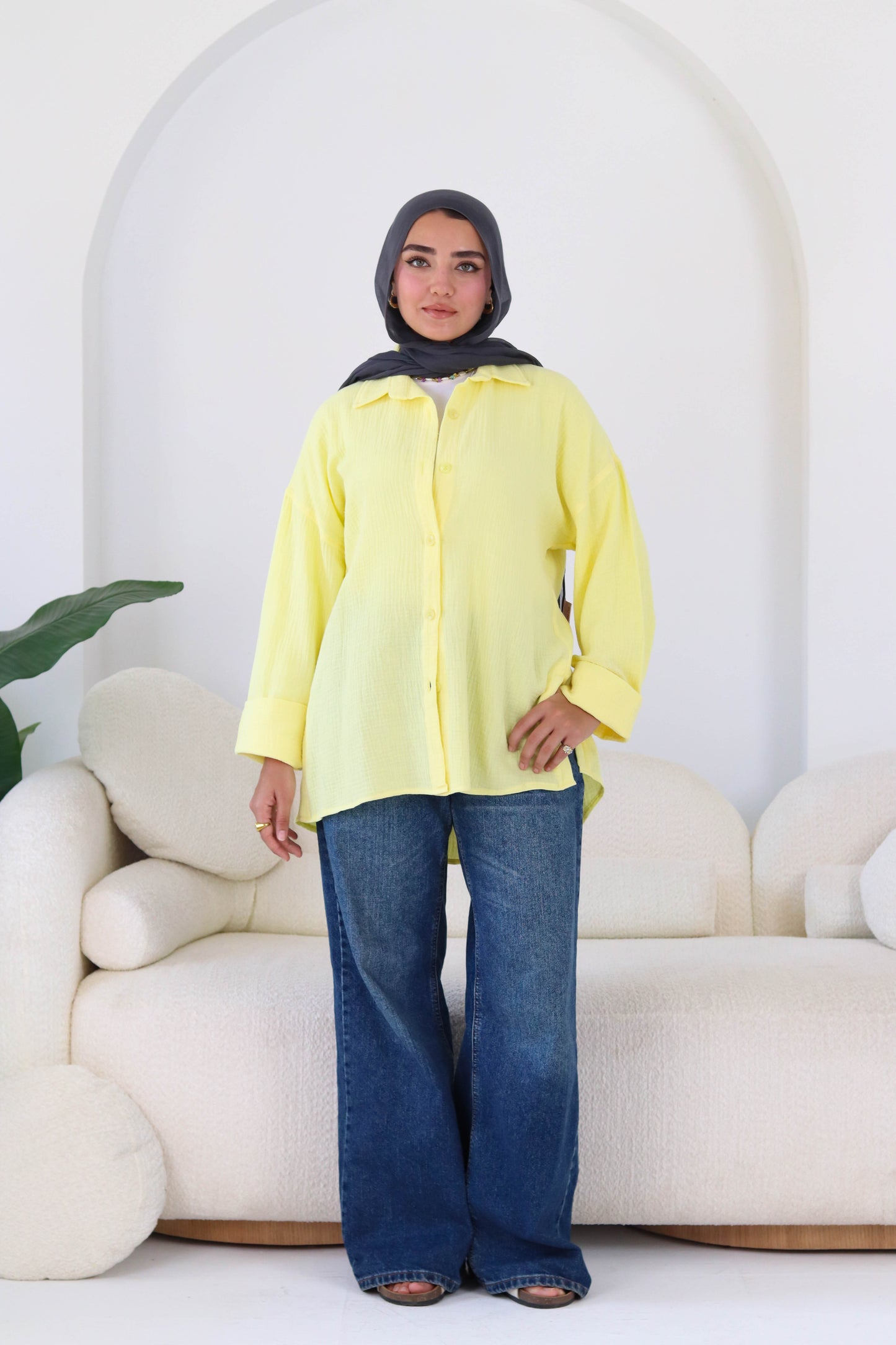 Cotton shirt in yellow