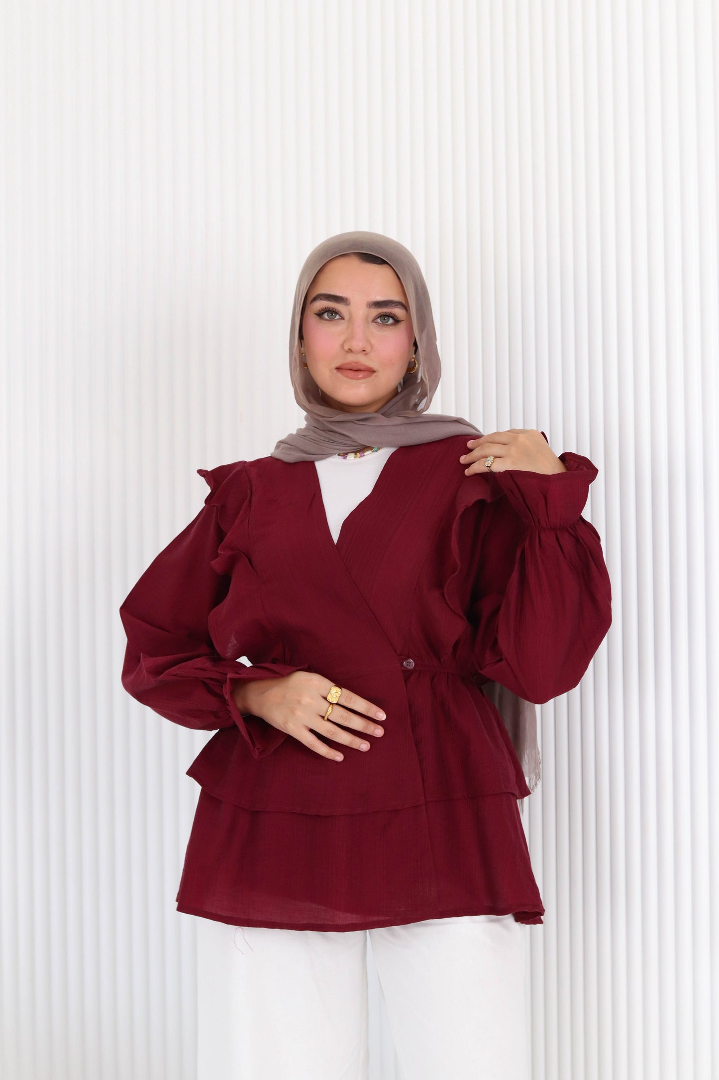 Butterfly blouse in burgundy