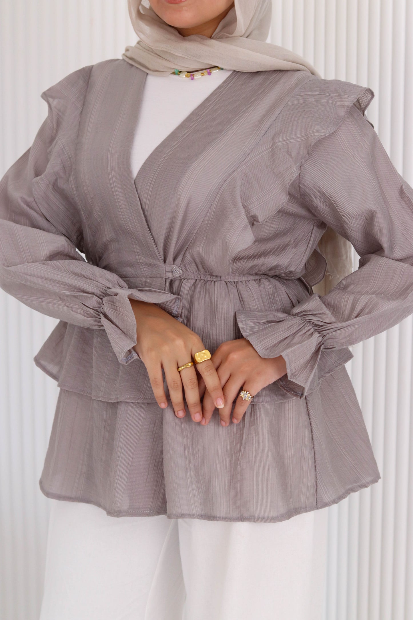 Butterfly blouse in gray