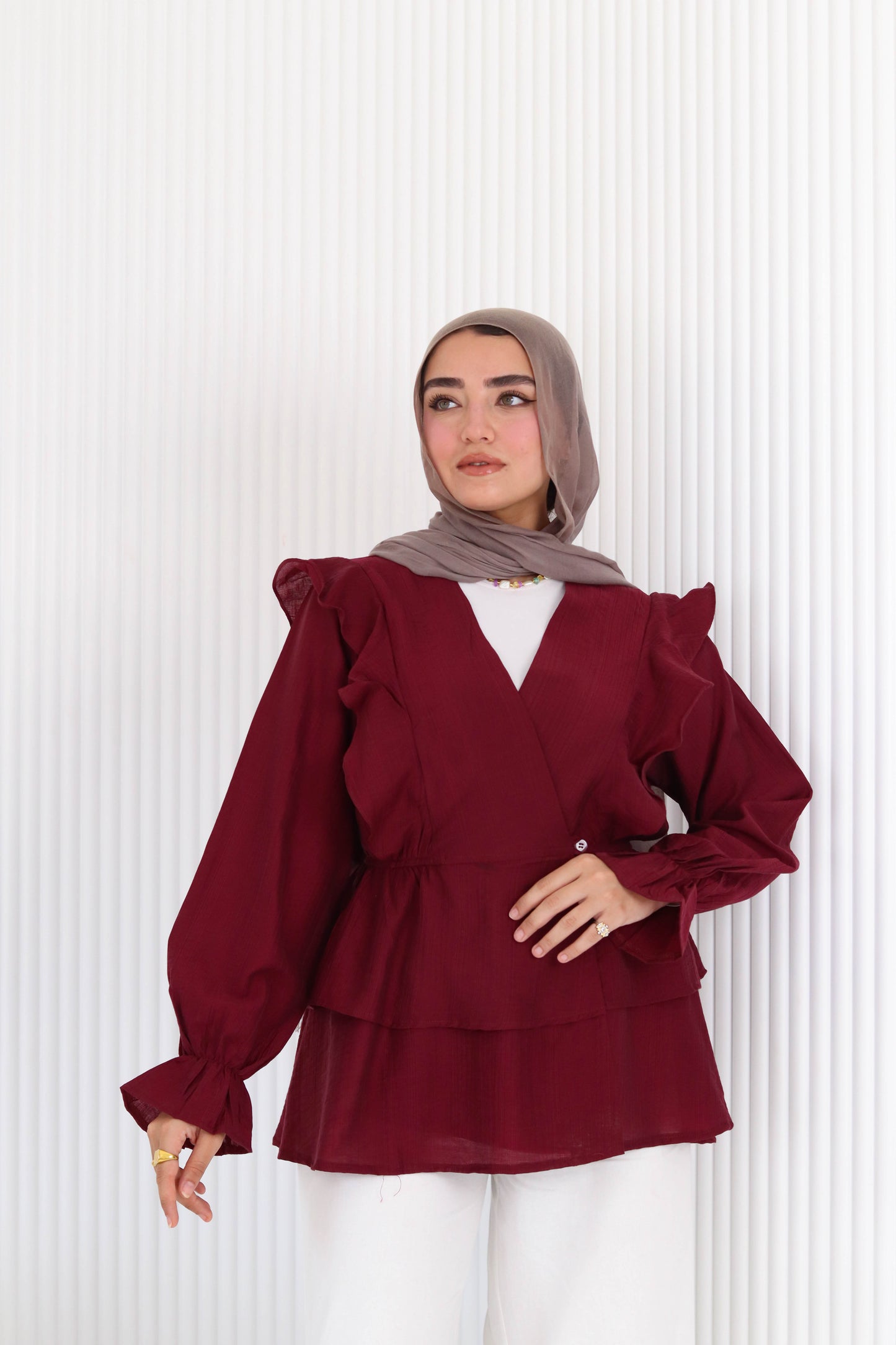 Butterfly blouse in burgundy