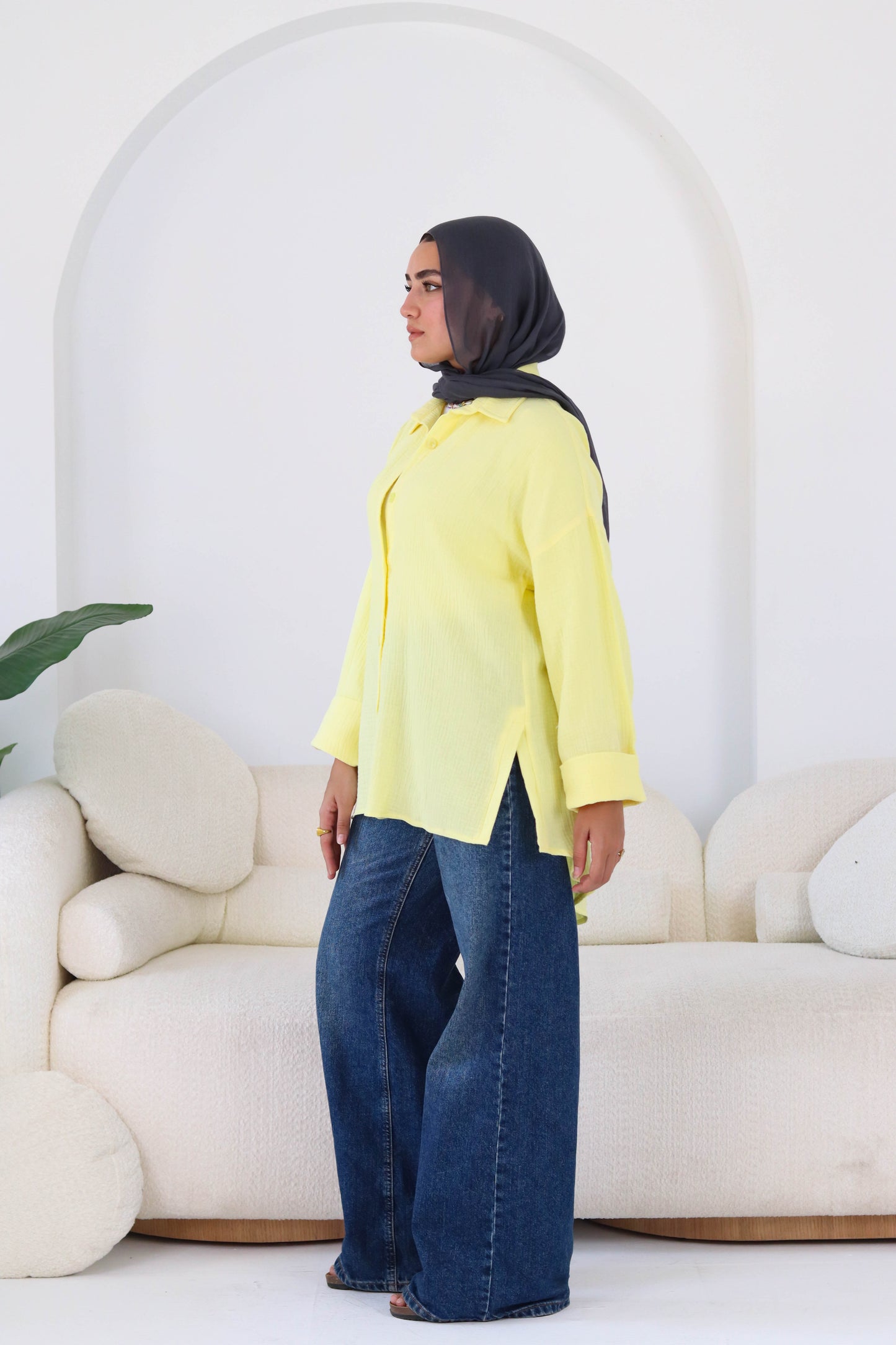 Cotton shirt in yellow