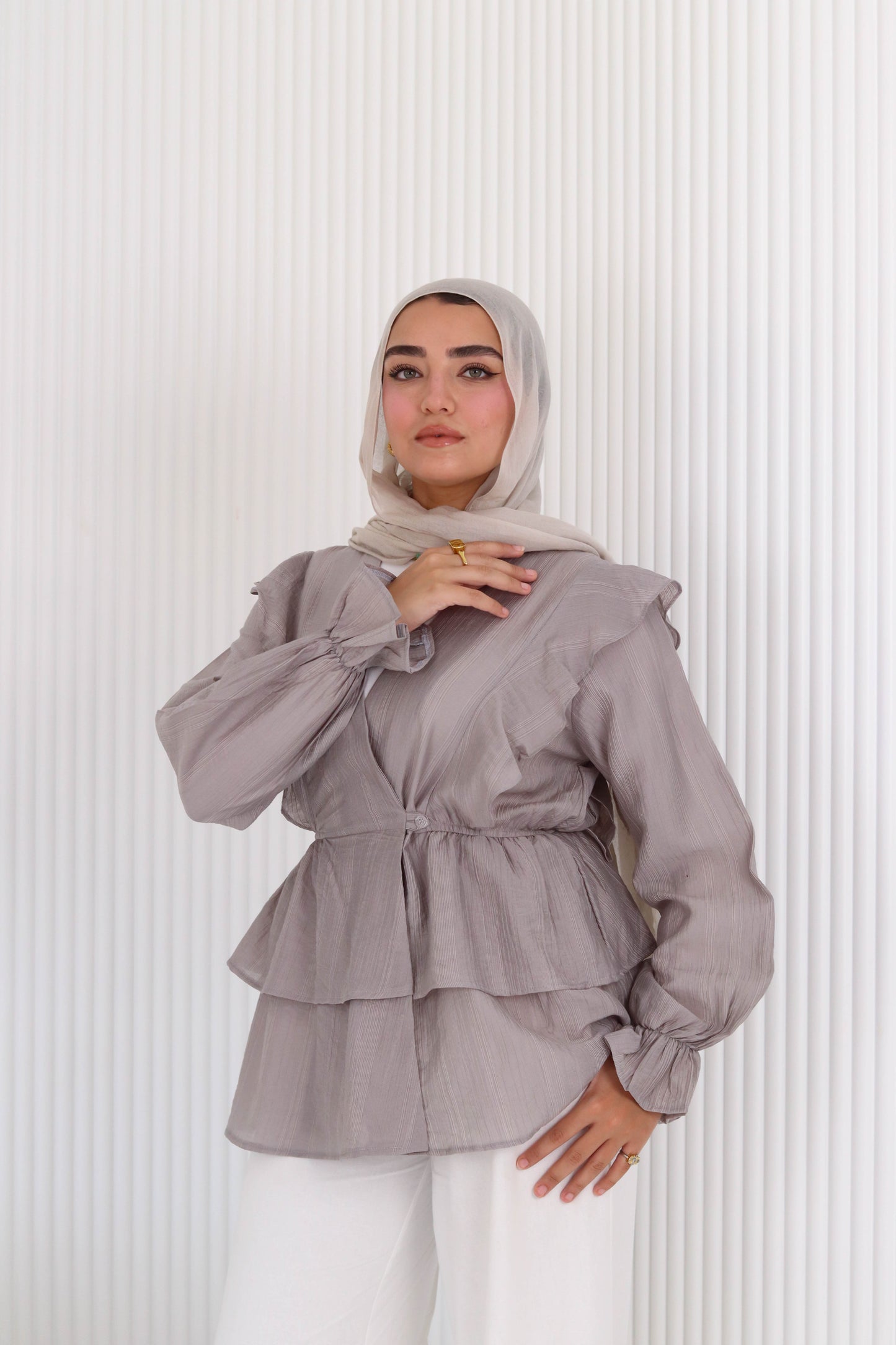 Butterfly blouse in gray