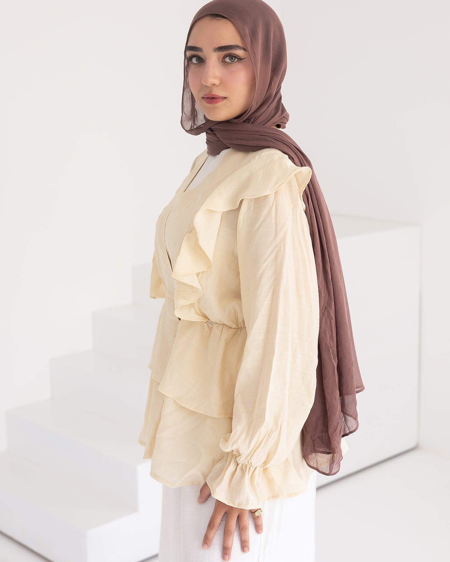 Butterfly blouse in light beige