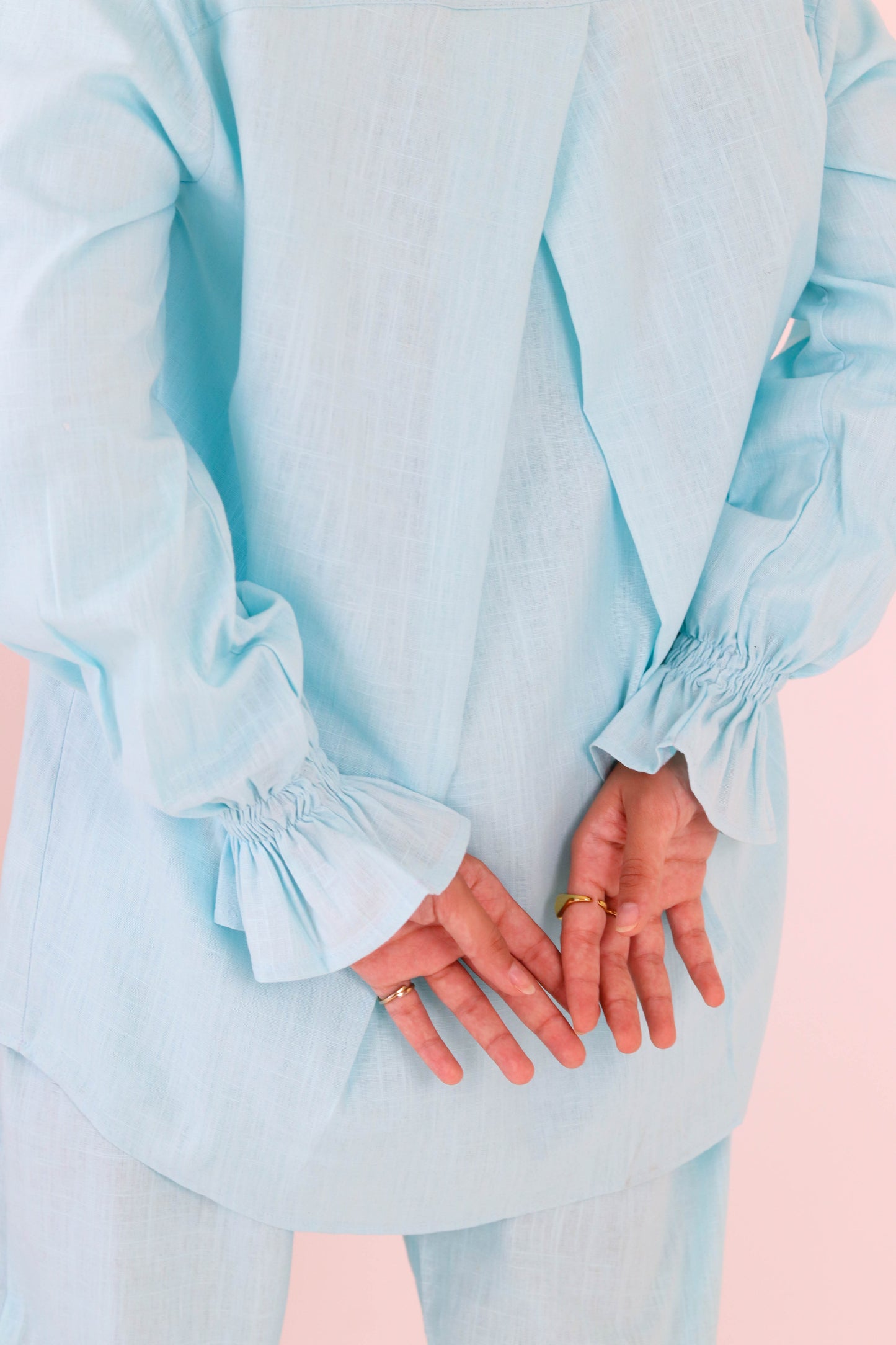 Everyday linen set in aqua