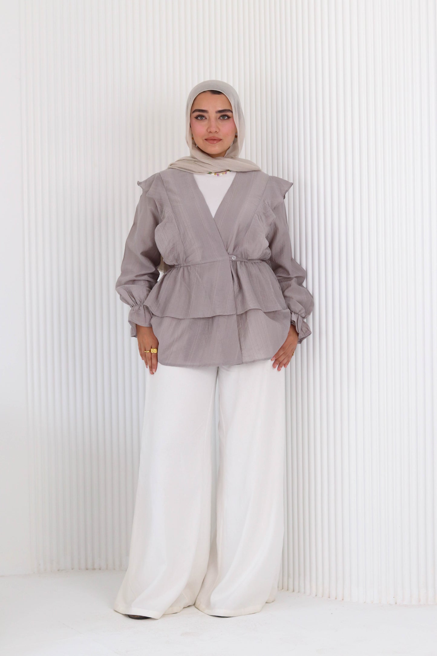Butterfly blouse in gray
