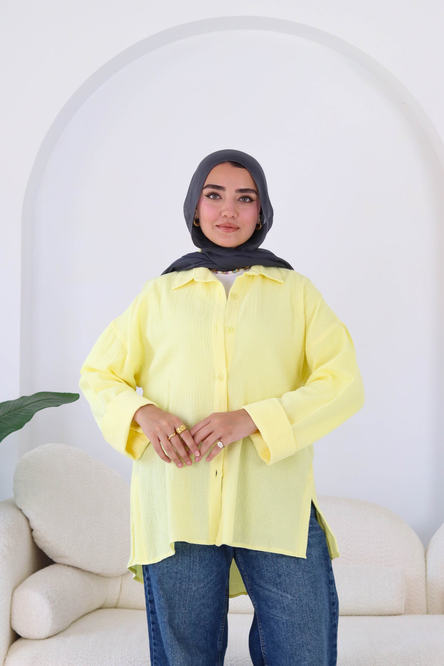 Cotton shirt in yellow