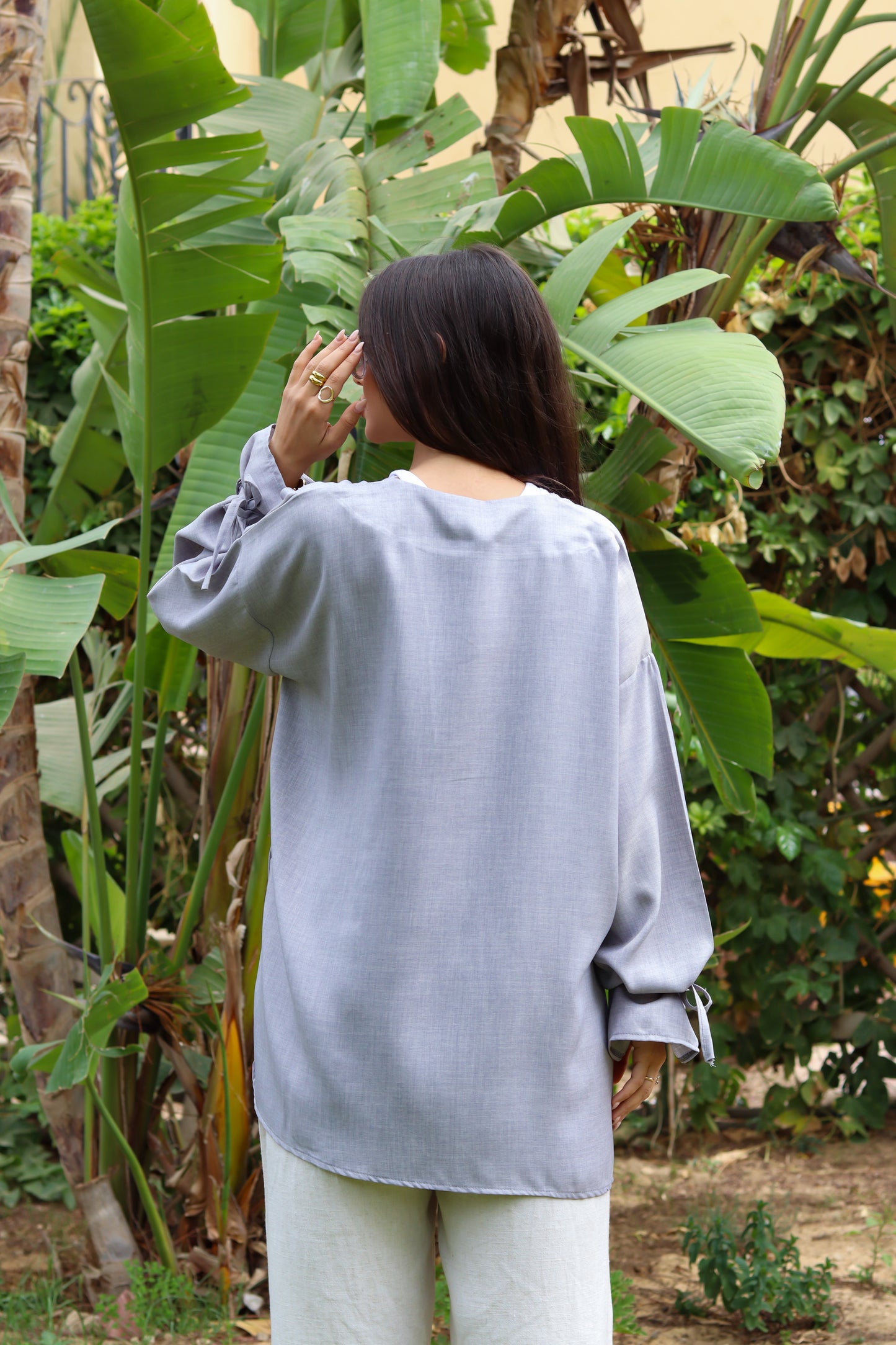 Sunset Linen Cardigan-Light Gray