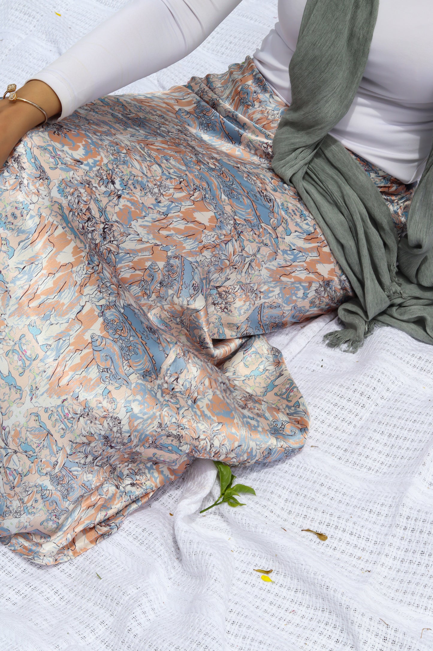 Dreamy Satin Skirt-Ocean