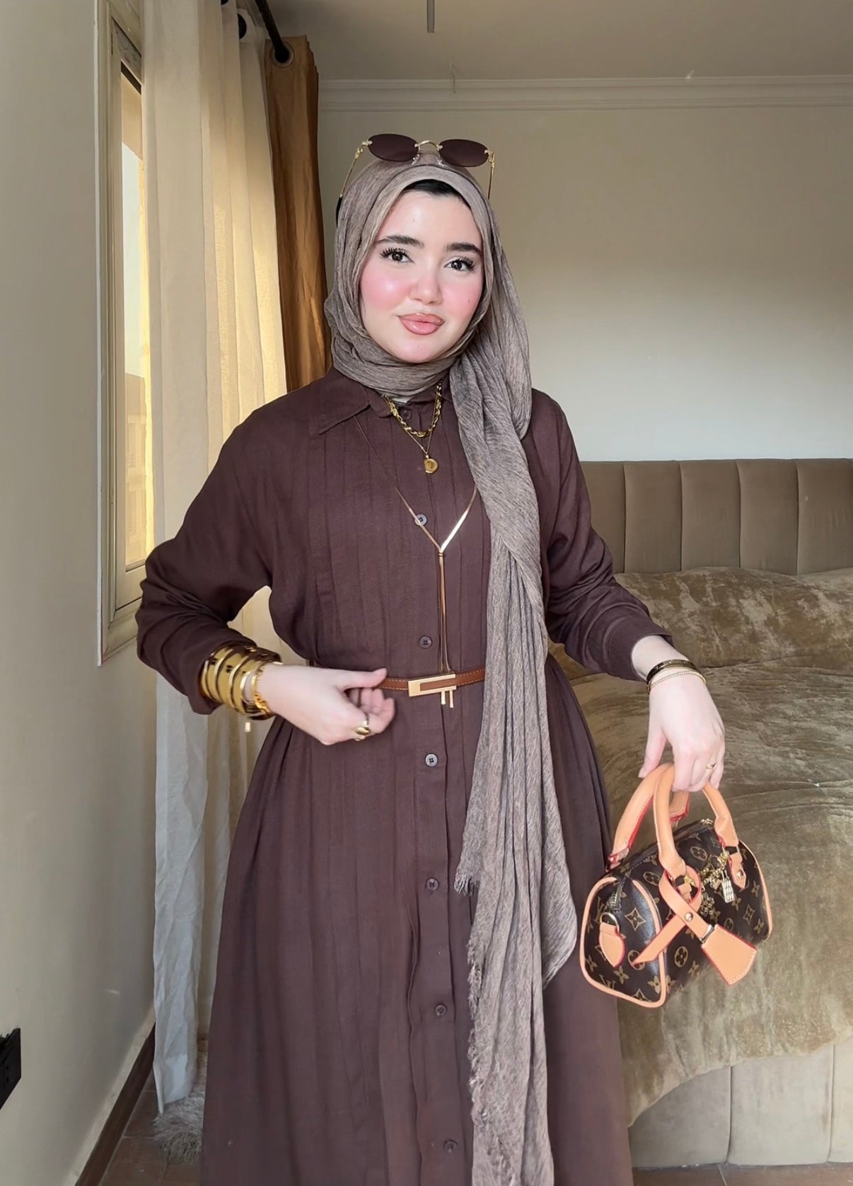 LINA DRESS IN BROWN
