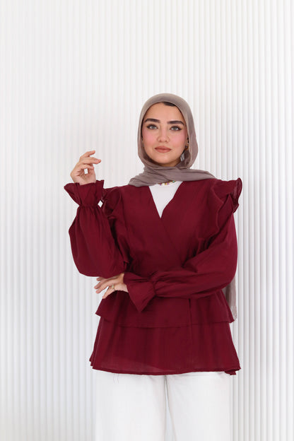 Butterfly blouse in burgundy