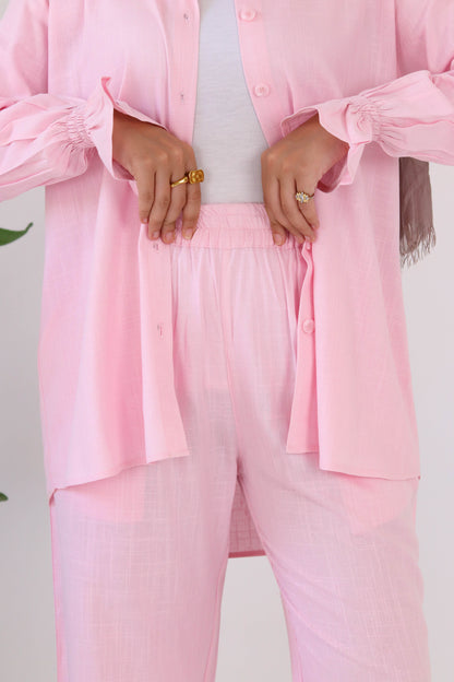 Everyday linen set in pink