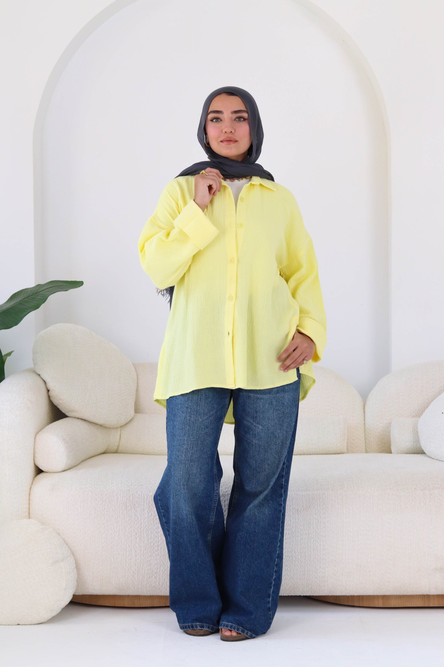 Cotton shirt in yellow