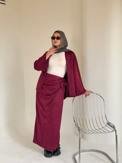Aura Suede Set Burgundy