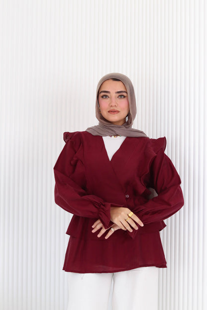 Butterfly blouse in burgundy