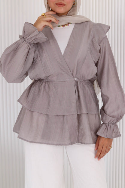 Butterfly blouse in gray