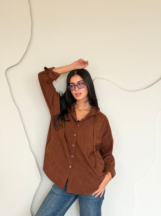 Velvet Ribbed ShirtBrown