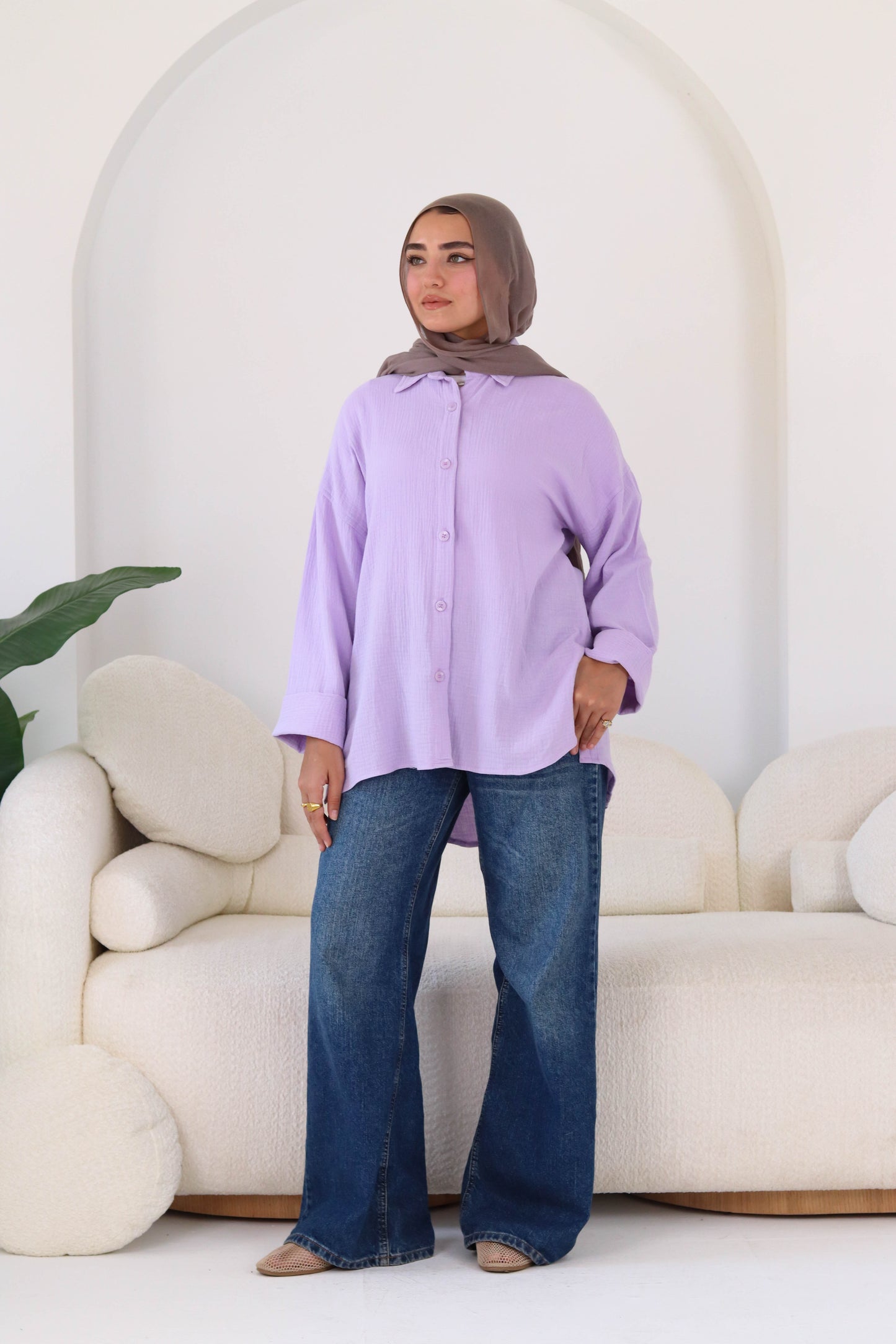 Cotton shirt in lavander