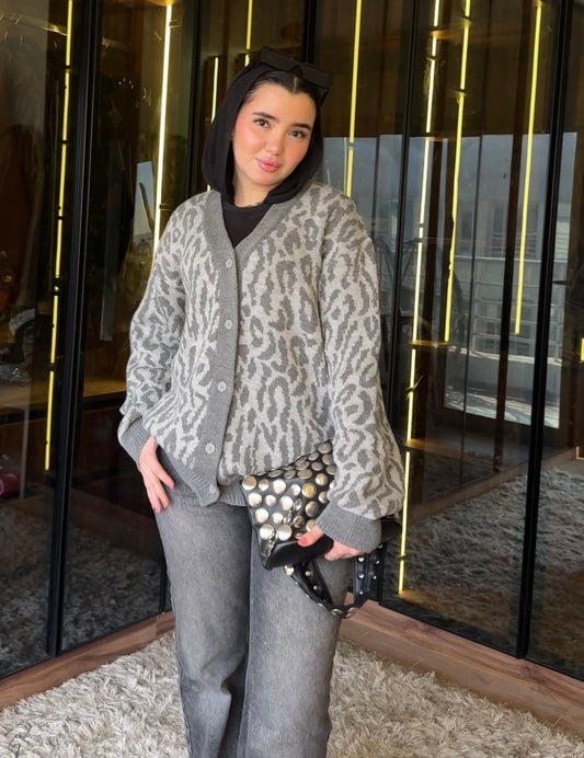 Gray Knit Cardigan