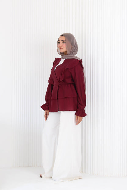 Butterfly blouse in burgundy