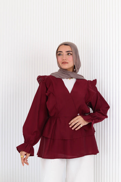 Butterfly blouse in burgundy